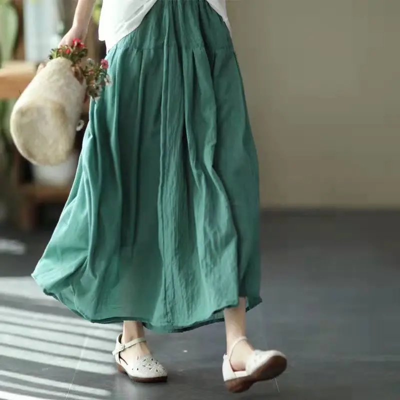 

Summer Double Layer Cotton Linen Skirt Elegant Skirts for Women Clothing Harajuku Korean Style Japanese Fashion Y2k Streetwear