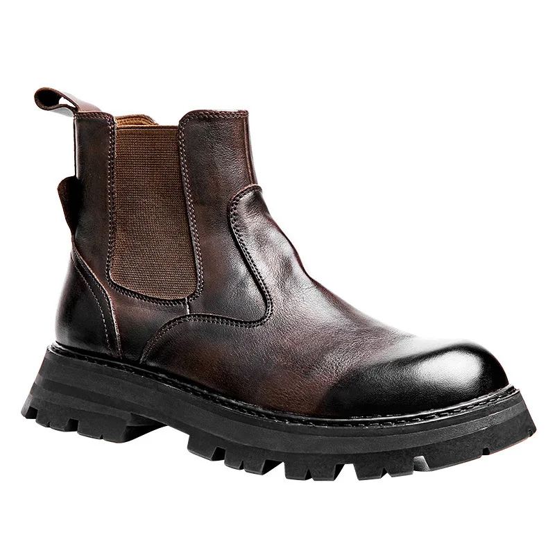 

Chelsea Boots Cowboy Boots Mens Cowhide Handmade Fashion Men Boots British Retro Genuine Leather Combat Boots Autumn Winter