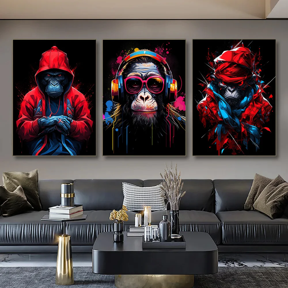 1 шт. Картина на холсте абстрактное искусство черный фон наушники и шляпа в