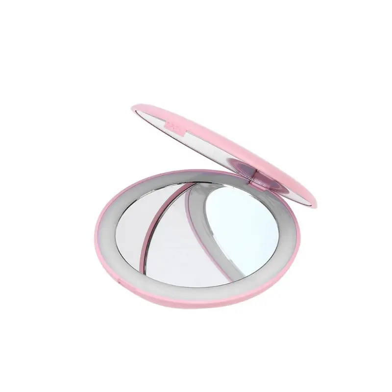 

TSHOU36 LED Lighted Mini Circular Makeup Cosmetic Mirror Foldable 10X Magnifying Round Lighting Mirrors Compact Travel U2JD