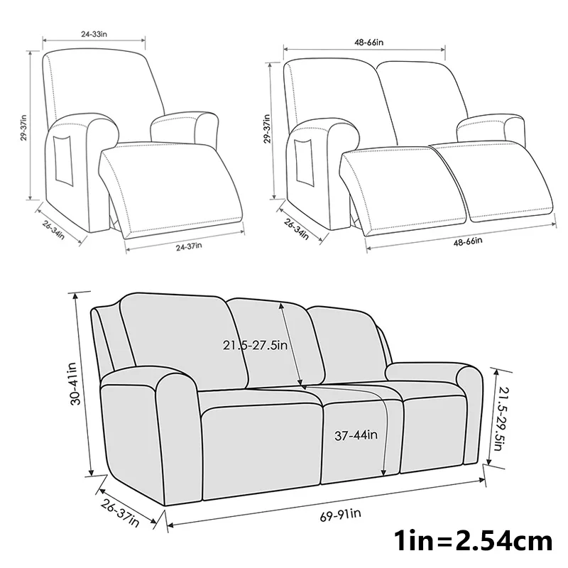 Чехол Эластичный для кресла с откидывающейся спинкой на 1/2/3 места |