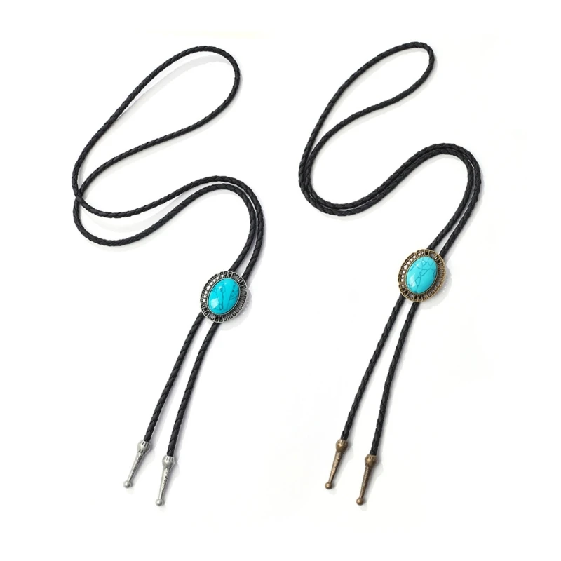 

Vintage Western Cowboy Bolo Tie Turquoise Necktie Formal Necklace Costume Accessory Europe American Style Bola-Tie Drop shipping