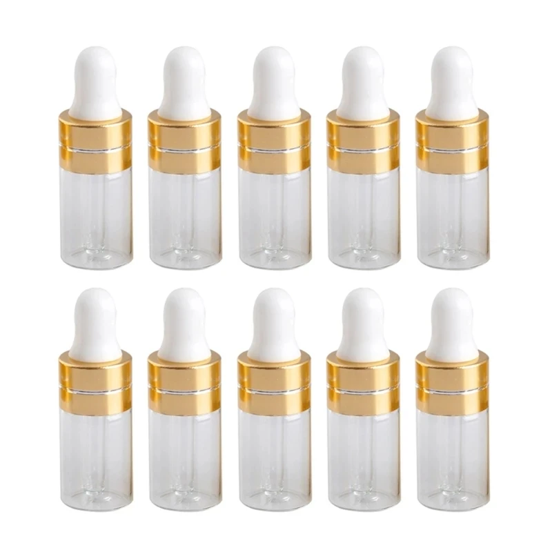 

10 Pcs 3ml/5ml Refillable Clear Mini Empty Glass Dropper Bottle Protable Travel Aromatherapy Liquid Dispenser for Essential Oil