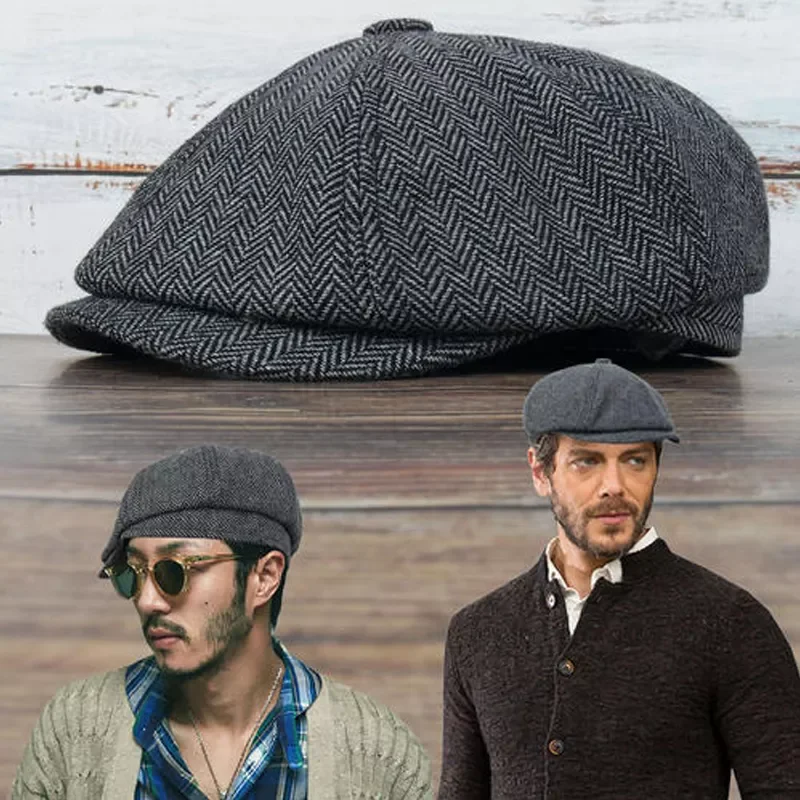 

Retro Men's Casual Newsboy Hat Spring and Autumn Beret Hat Wild Casual Hats Unisex Wild Octagonal Cap