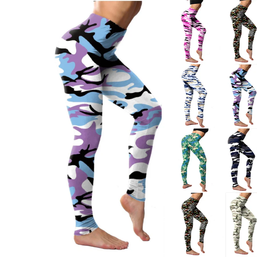 

Women's Print Fitness Training Jogging Pants Elastic Solid Yoga Leggings Breathable Sports Leggings XS-8XL