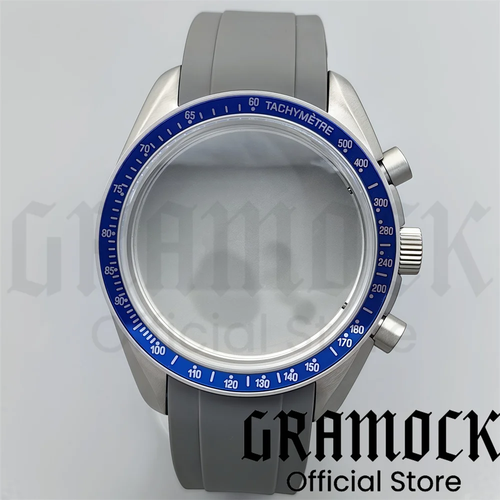 Фото Gramock новый 40 мм VK63 титановый корпус для часов синий зеленый черный серебряный вставка с покрытием стеклом для кварцевого хронографа VK63 №5