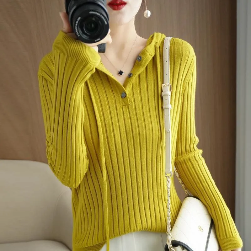 

Knitted Sweater Women Hoodie Oversized Pullover Winter 2022 Fashion Korean Clothes Long Sleeve Tops Warm Jumpers Solid Striped