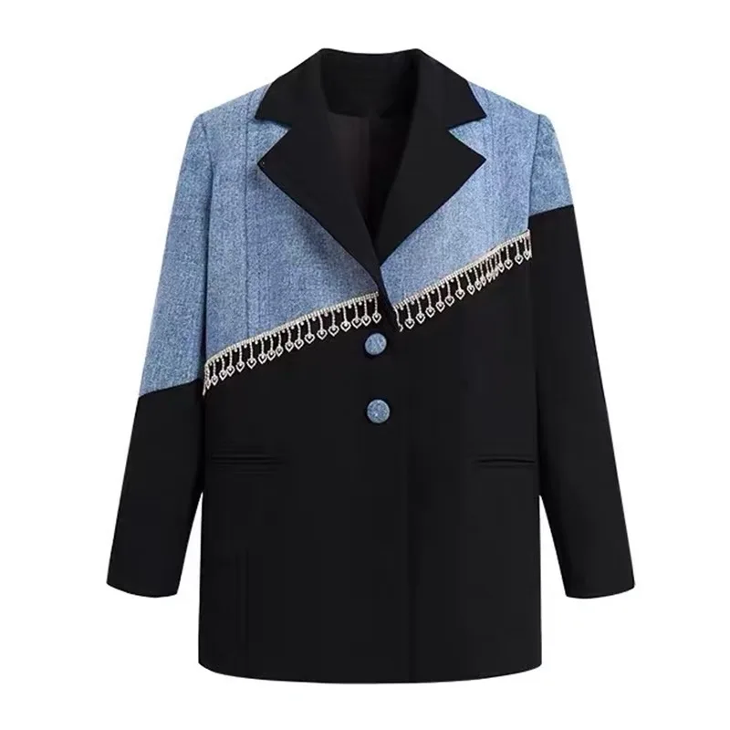 

Новинка 2023, блейзер с бахромой из искусственной кожи