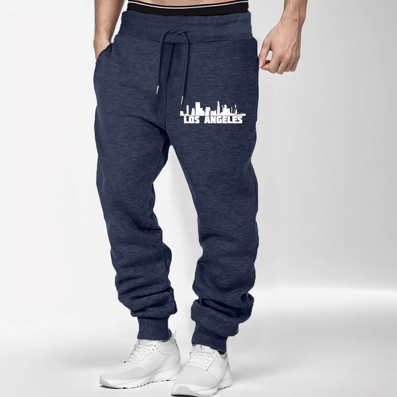 

Sport Pants Men Elastic High Waist Print Trousers Loose Wide Leg Straight Trousers Outdoor Sports Pants Harajuku Streetwear Pant