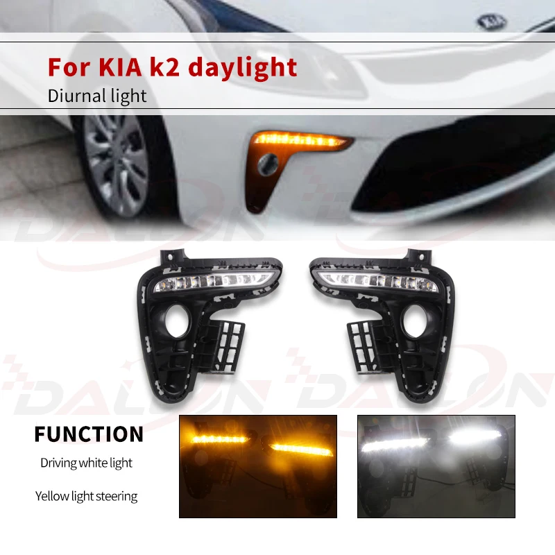 

1Pair LED DRL 12V Car Front Bumper For Kia Rio 3 K2 2017 2018 Daytime Running Light Driving Fog Lamp Turn Signal Styling