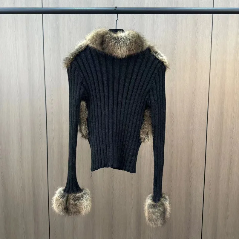 Yuzu MM 2024 зимний воротник с длинным рукавом экологически чистая пряжа имитацией