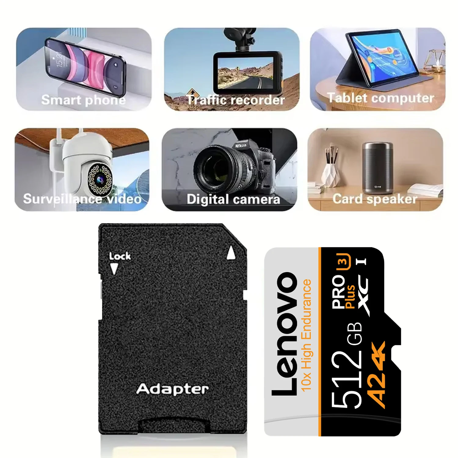 Фото Карта памяти Lenovo SD, 128 ГБ, 256 ГБ, V30 U3, высокоскоростная флэш-карта TF, 4K Full HD Video, карта Micro SD для телефона Xiaomi, камеры, ПК №3