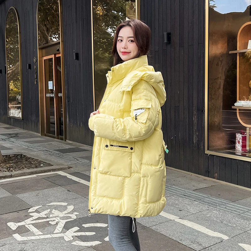 Winter Down Jacket Women Thick Down Cotton Padded Bubble Coat Female Fashion Hooded Long Parkas Mujer Quilted Jackets Overcoat