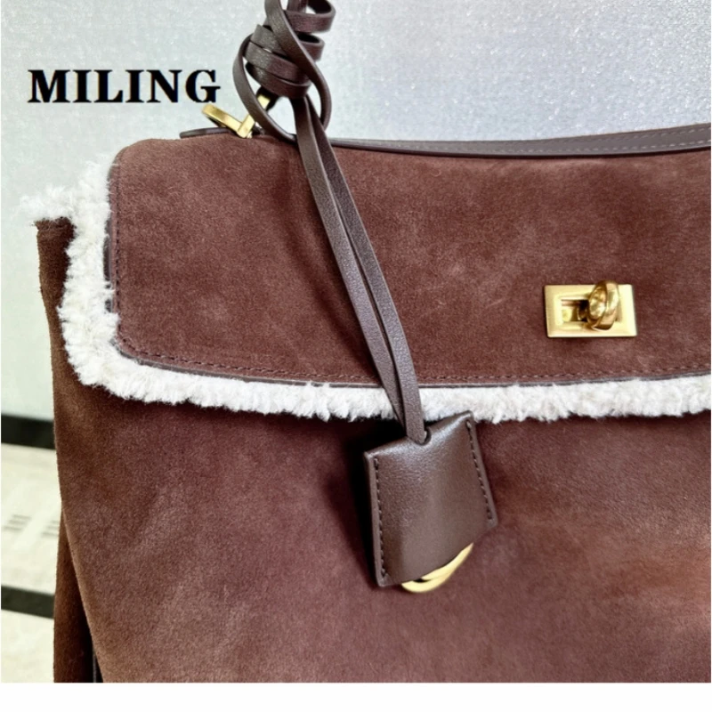 Женская замшевая кожаная сумка-тоут с золотым замком большая вместительная