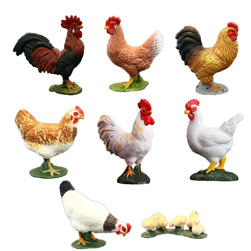 Simulation Animal Poultry Rooster Hen Toy Doll Mini Farm Animal Model Movable Doll Decoration Children's Toy Gift Collection