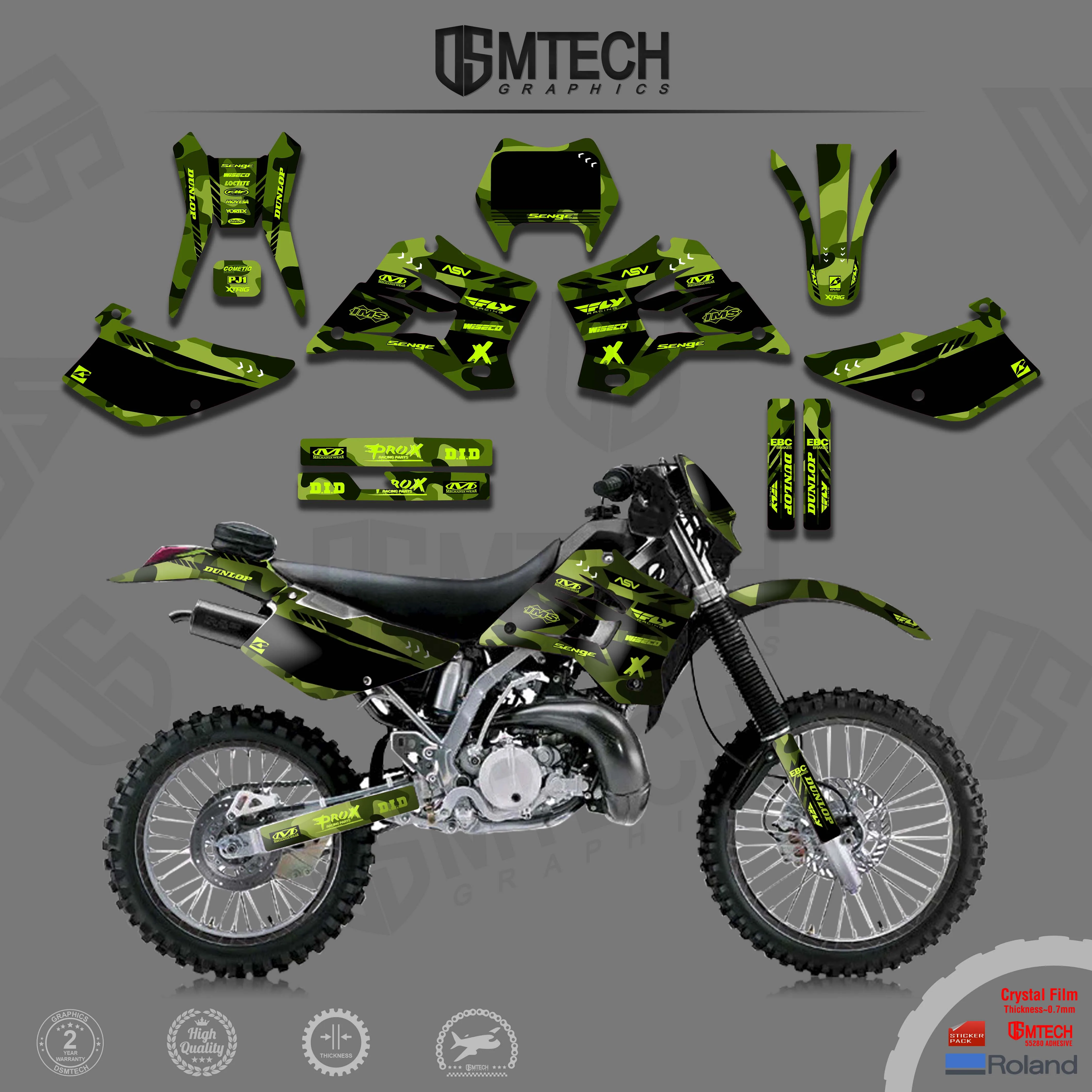 DSMTECH Motocross Decals Stickers Graphics Kits For Kawasaki 1995 1996 1997 1998 1999 2000 2001 2002 2003-2006 KDX 200-220 002