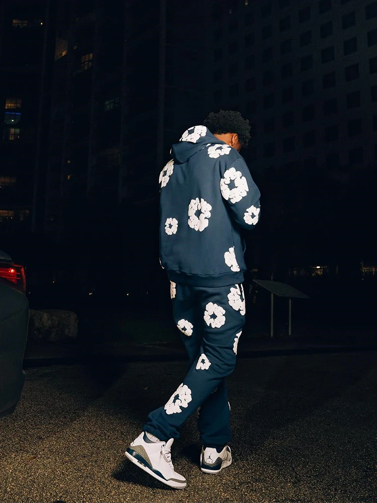 Уличная одежда с пенным принтом Y2K модный мужской костюм оверсайз в стиле ретро