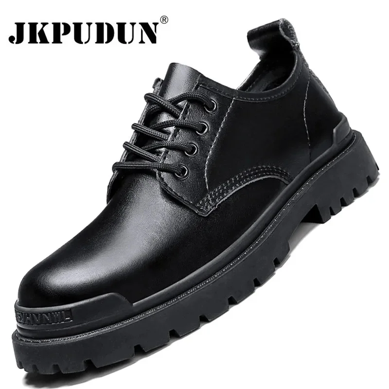 

Genuine Leather Men's Shoes Casual Bristish Chunky Sneakers Men Breathable Lace up Moccasins Males Driving Shoes Zapatos Hombre