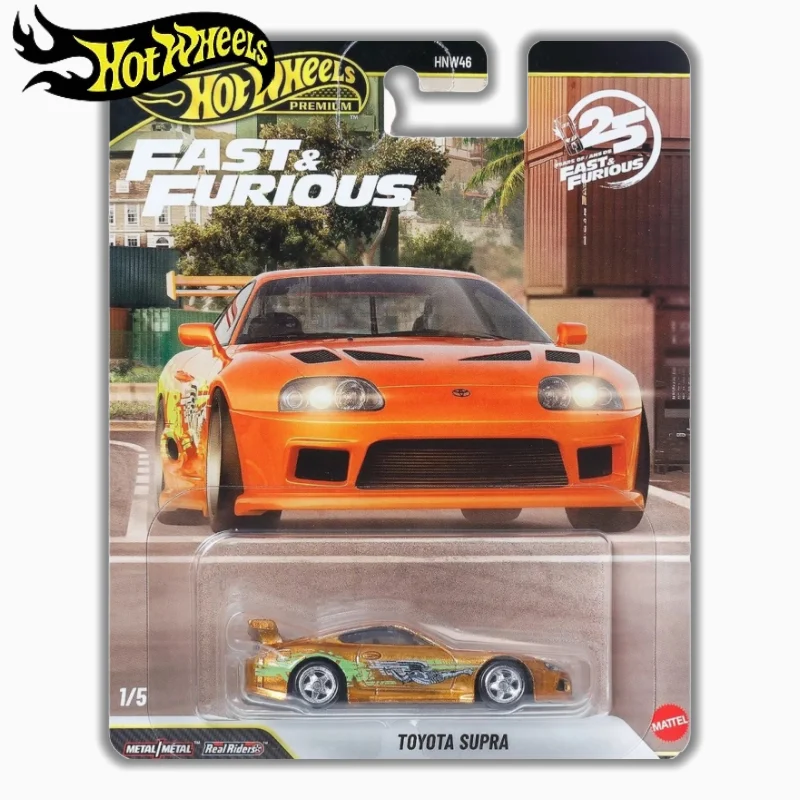 Фото Новая коллекционная модель автомобиля Hot Wheels Premium Fast & Furious HNW46, масштаб 1/64, Toyota Supra, игрушка-модель, подарок на день рождения №1