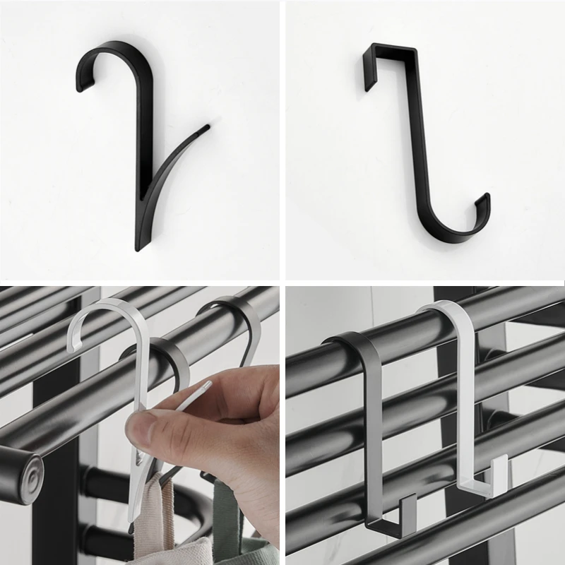 

1 Pc Creative Multifunctional Hanging Rod Single Hook Space Aluminum Radiator Cabinet Door Back Hook Bathroom Towel Small Hook