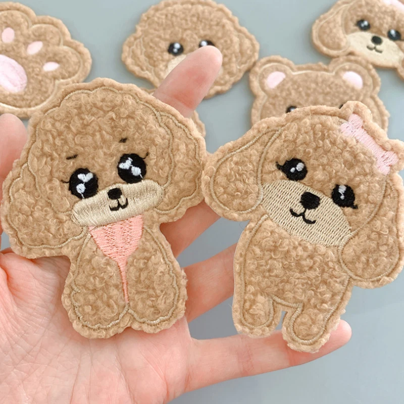 Симпатичные плюшевые нашивки с вышивкой собаки медведя Мультяшные Животные