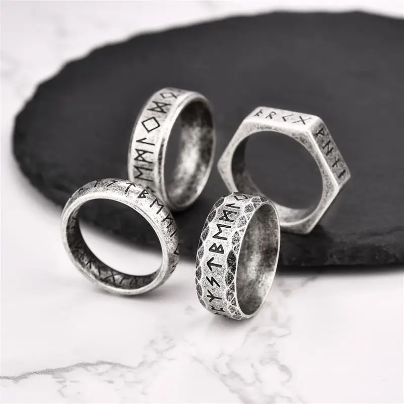 

Высококачественное винтажное мужское кольцо с рунами викингов, кольцо в стиле хип-хоп и рок, кольцо из титановой стали, унисекс, мужская и женская мода, Подарочная бижутерия