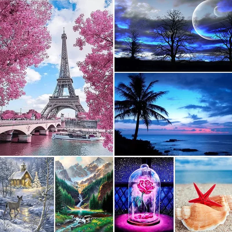 

Алмазная 5d-картина «сделай сам», пейзаж, Луна и дерево, полная Алмазная вышивка, фотография, Декор для дома