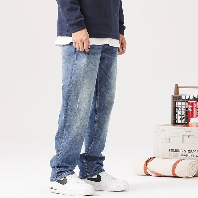 Men Clothing 2022 New Pattern Vintage Nostalgia Blue Jeans Straight Cylinder Loose Ventilation Street Trousers Autumn Female