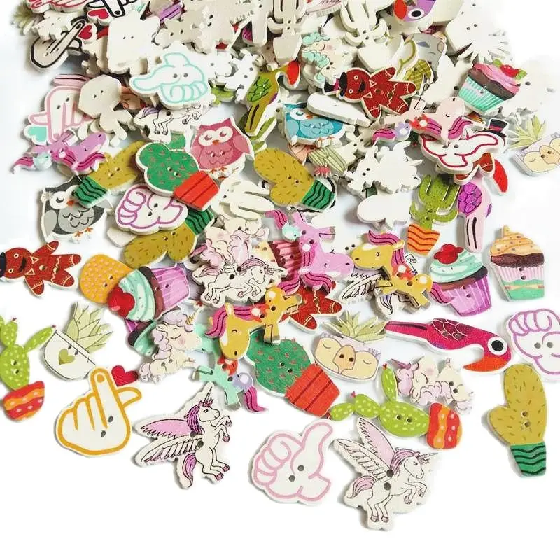 50 шт./партия, декоративные деревянные пуговицы с 2 отверстиями