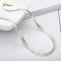 3umeter silver colour flat snake chain necklace for men fashion exquisite women necklace charm wedding engagement women jewelry