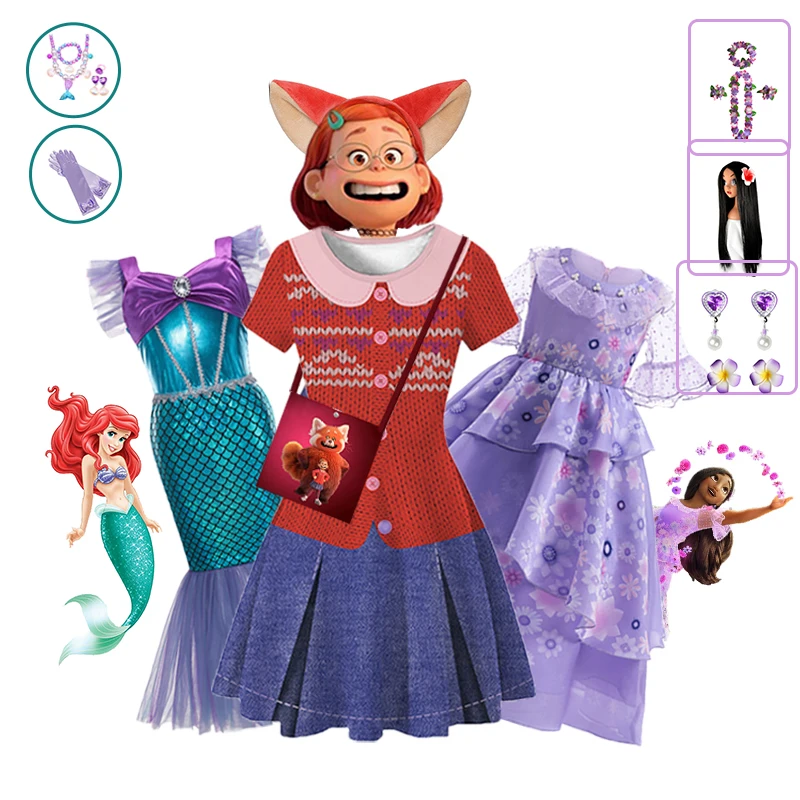 

Disney Movie Turning Red&Encanto Isabella Princess Girls Dress Mei Cosplay Costume Frozen Elsa Clothes Fancy For Carnival Party