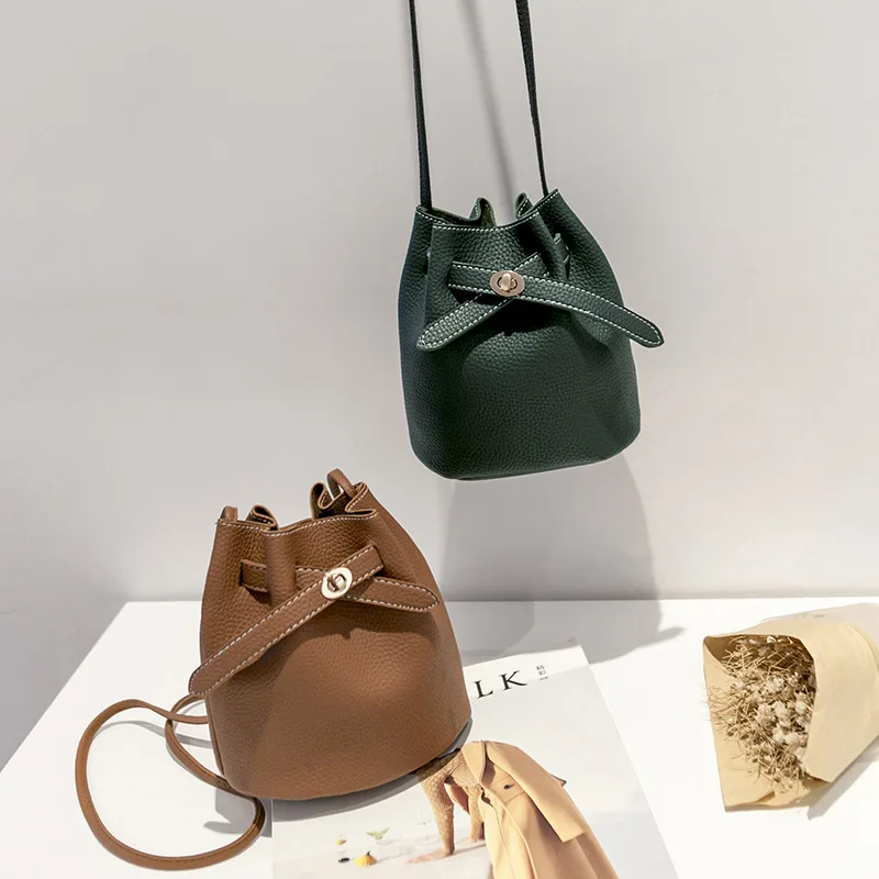 

New Simple Bucket Bags For Women Luxury Handbags Women PU Lychee Small Shoulder Crossboby Bag Fashion Solid bolsa feminina