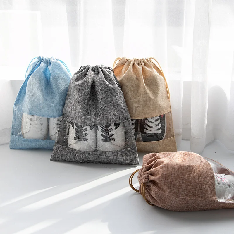 

Convenient Travel String Bag Multifunctional Storage Bags Linen Material Bags For Products Drawstring Design Cloth Bags