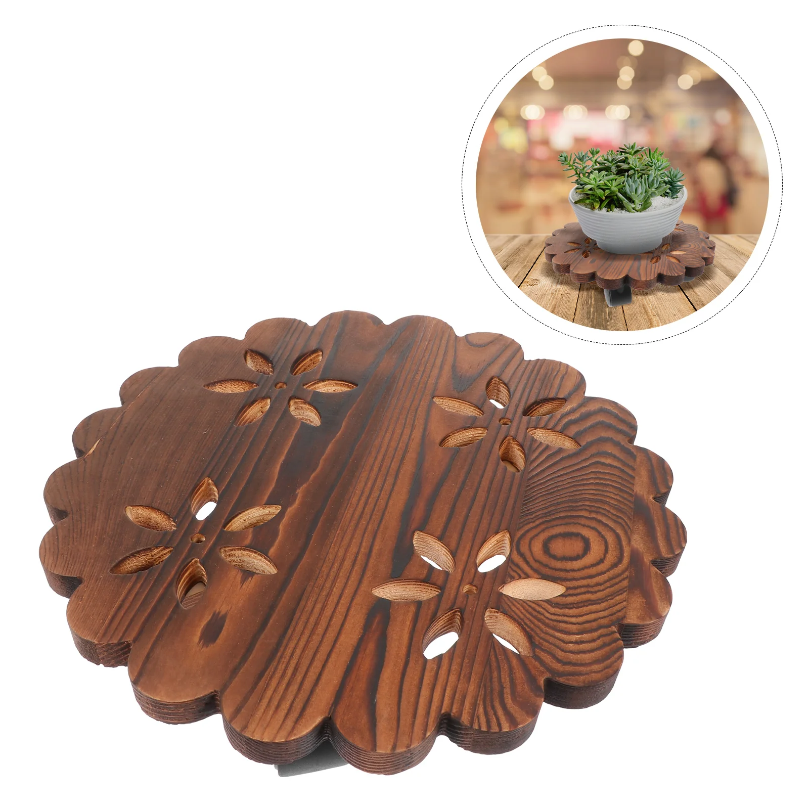 

1Pc Movable Flowerpot Tray Thickened Flower Pot Holder Planter Tray with Wheels