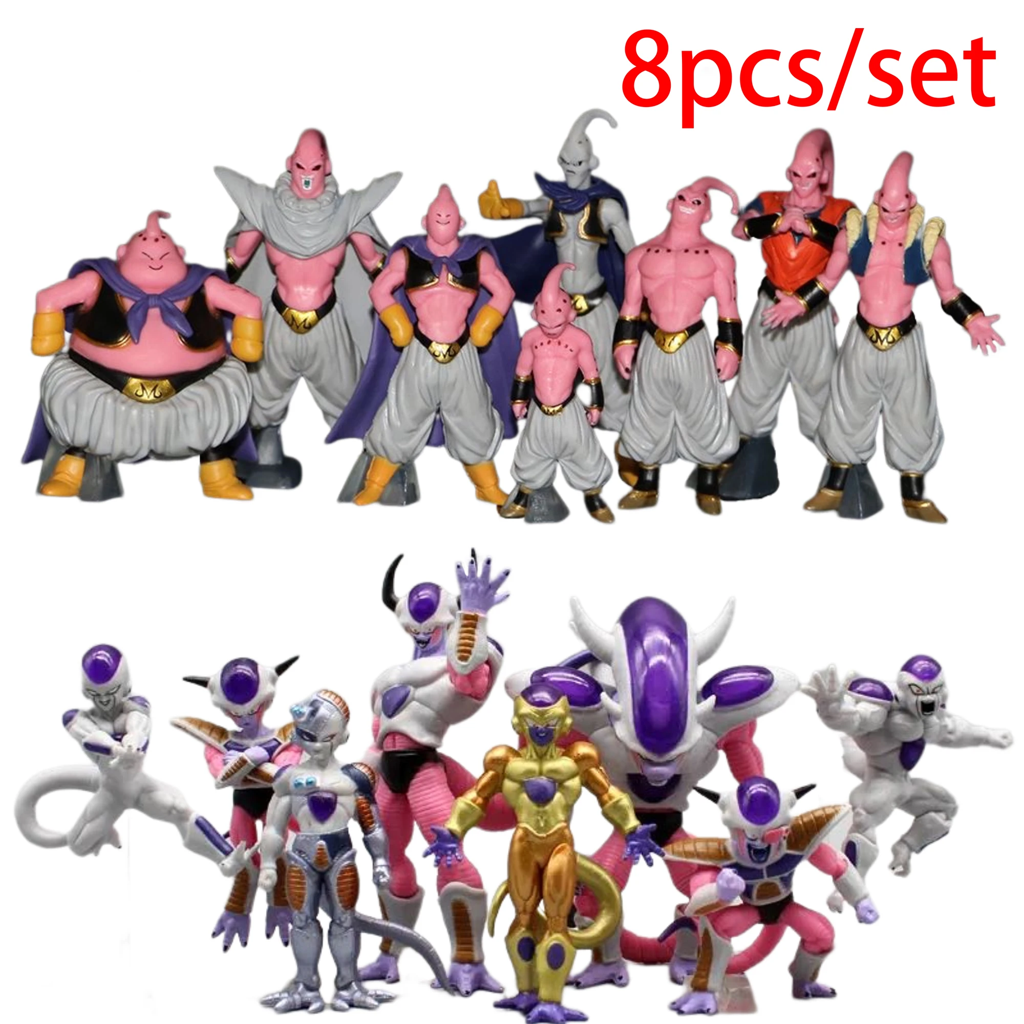 

Dragon Ball 8pcs Set Anime Figure Majin Buu Frieza Son Goku PVC Model Desktop Decorative Collection Children's Toy Birthday Gift