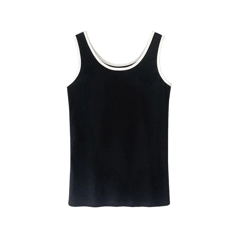 Женская винтажная блузка без рукавов черная или белая хлопковая лето 2022 |