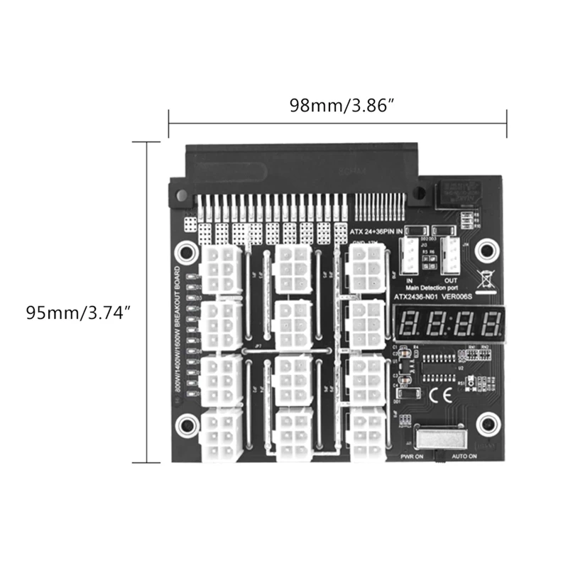 Карта распределения питания с разъемами 12x6 Pin для сервера с LED-дисплеем напряжения для D750E-S1 Multi PSU 2200W ON/OFF Sync.