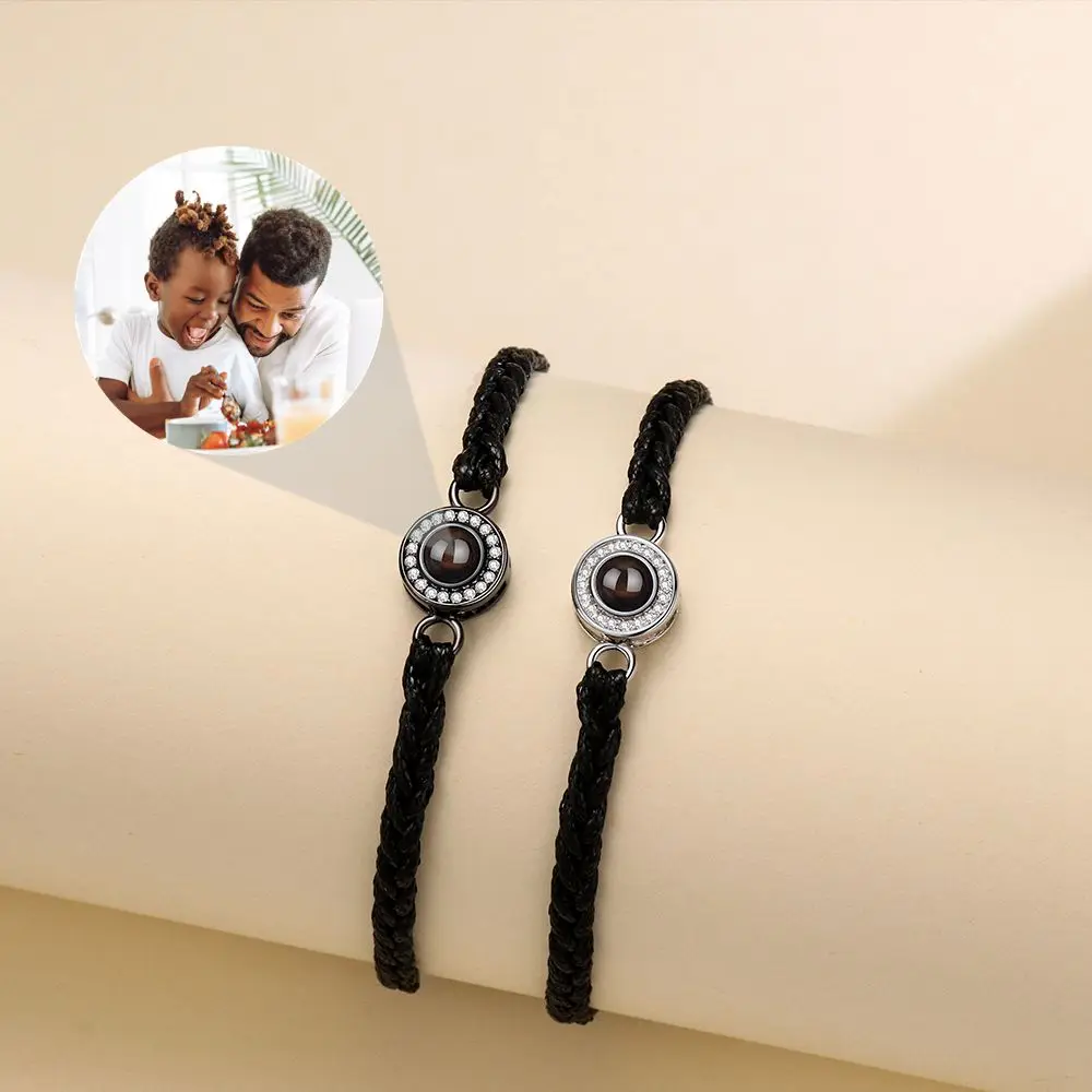 Projection Photo Bracelets Personalized Custom Photo Circle  Bracelet for Women Men Couple Girlfriend Memorial Jewelry Gift 2023