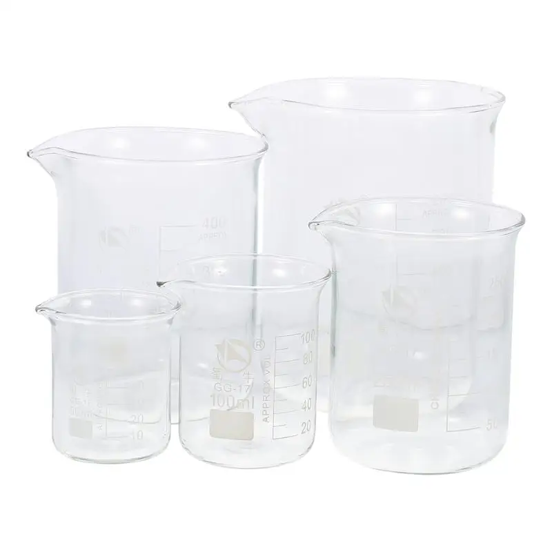 

5 шт. стеклянные стаканы мерные чашки прозрачные мерные чашки лабораторные принадлежности