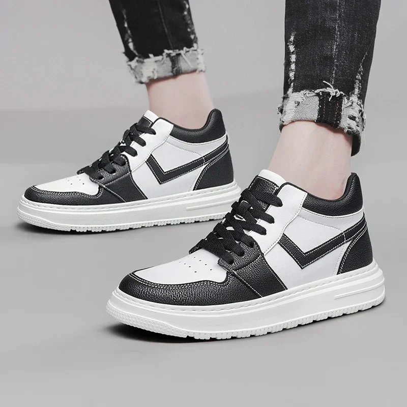 Кроссовки мужские из натуральной кожи увеличивающие рост стельки высота 6 см