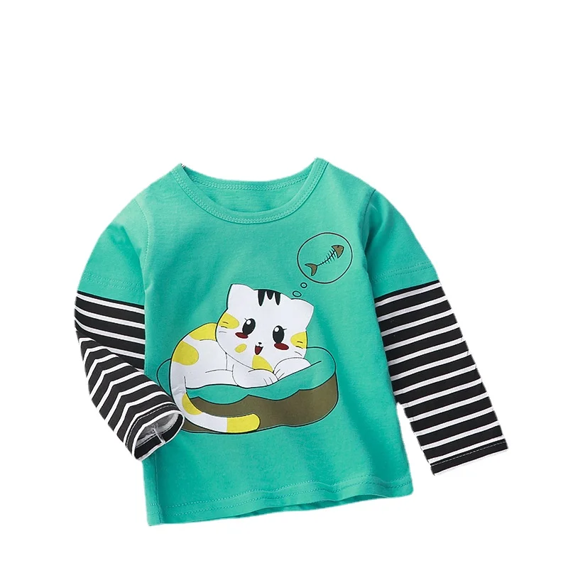 

New Spring Cartoon Print Baby Boys T Shirt Kids Clothes Children Long Sleeve T-Shirts Girls Cotton Tops Tee Kids Clothes