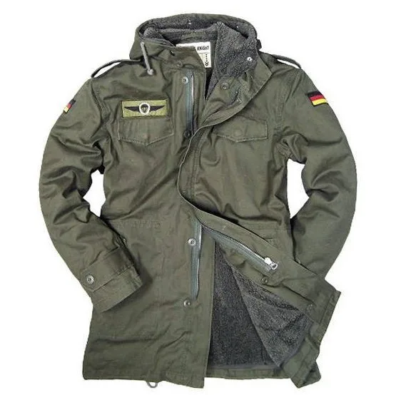 

German Army Military Jacket Men Winter Cotton Jacket Thermal Trench with Hood Jackets Fleece Lining Coat