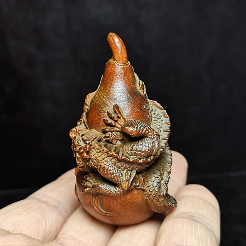 2 5 дюйма китайский самшит резной дракон Lagenaria тыква netsuke фэншуй украшение