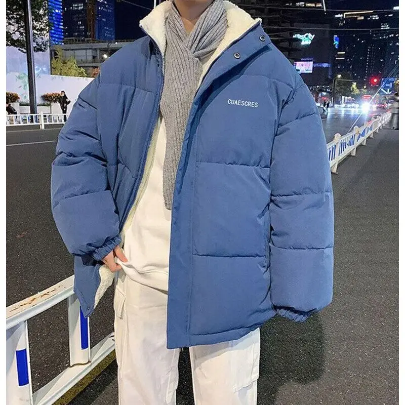 

Мужская Флисовая парка с воротником-стойкой, однотонная теплая парка из хлопка в стиле Харадзюку, Повседневная Уличная одежда, зима 2023