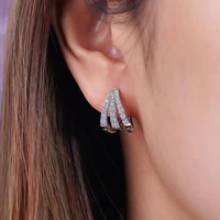 new geometric hoop earrings for women silver color with dazzling cz fashion versatile girls earrings party daily wear jewelry