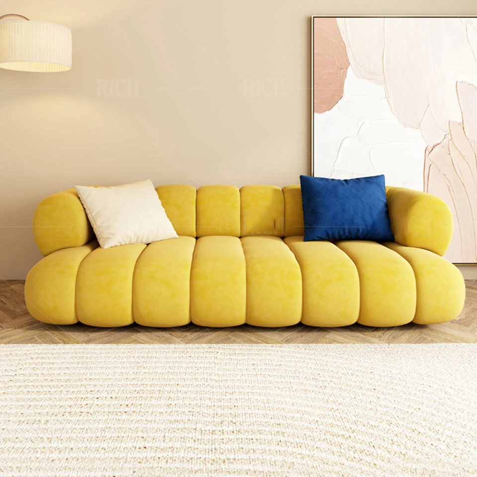 

modern upholstered 3 seater lounge settee sofas for home furniture living room modern Nordic style yellow velvet sofa r38