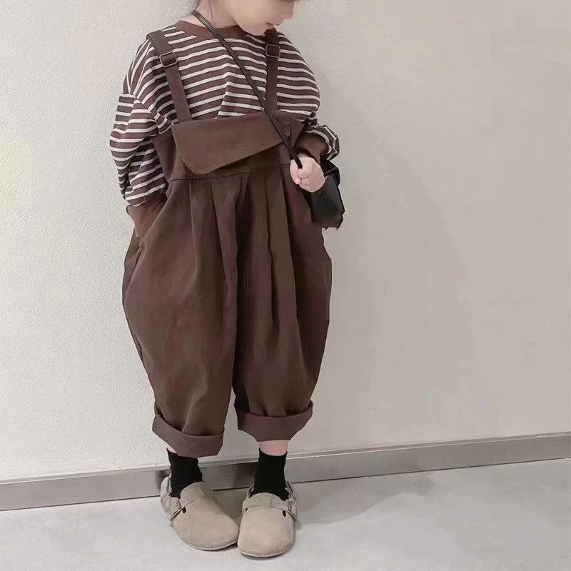 

Korea Fashion Baby Girl Boy Clothes Set Strap Pant+Sweatshirt 2PCS Infant Toddler Child Clothing Suit Outfit Spring Autumn 1-10Y