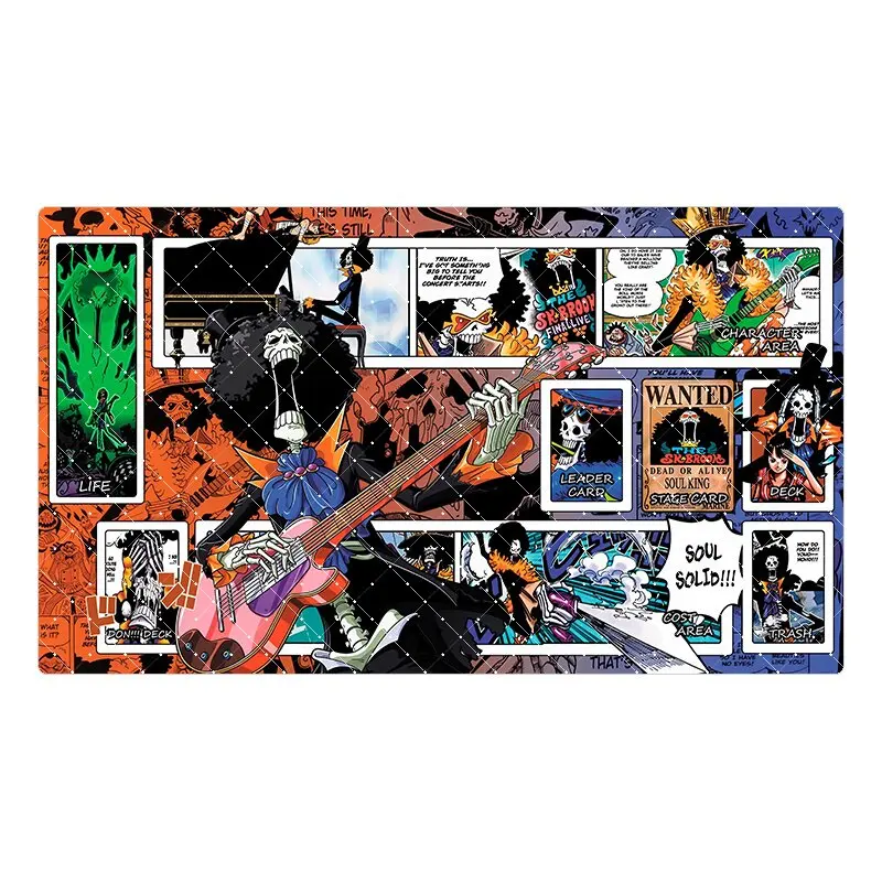 Фото Игровой коврик для карт One Piece OPCG, 60*35*0.2см, новая серия комиксов, коллекция с Энелом, Эйсом, Лоу, Хэнкоком, Бруком, Бонни, подарки, игрушки №4