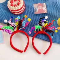1pcs happy birthday hair hoop colorful funny headband birthday party decoration cloth hair bands ornaments accessories headwear