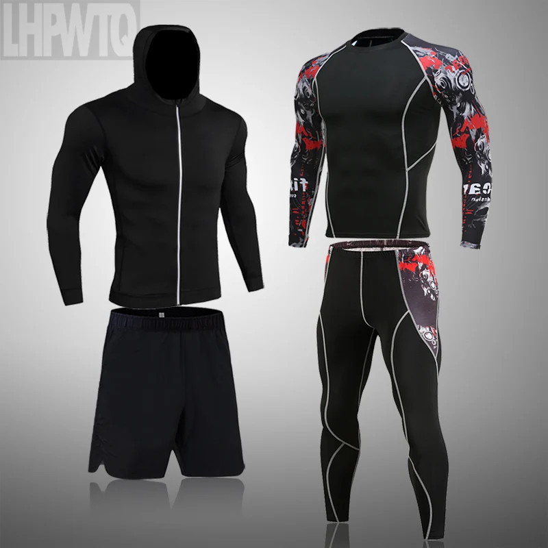 

Men Thermal Underwear Set Gym Fitness Tight-Fitting 3D pattern Men's Outdoor Sports Running Jogging Cycling Long Underwear Suit